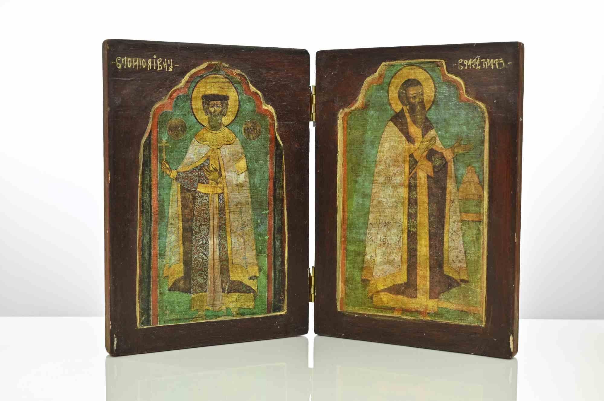 Unknown Figurative Painting - Diptych Icon by Russian School - 19th Century