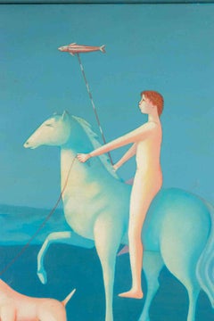 Pintura al óleo contemporánea de los años 90, firmada, 44 x 34 cm, con indicación de la orientación
