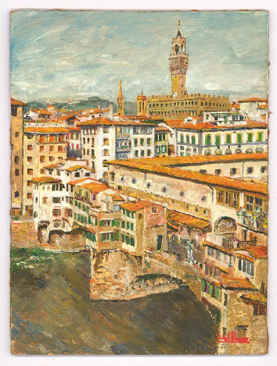 Dirk Vano (b.1953) - 20th Century Oil, Ponte Vecchio A Firenze - Painting by Unknown