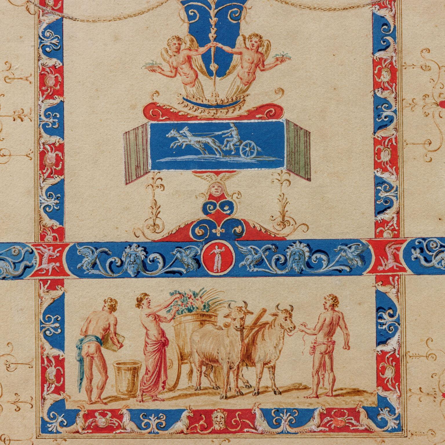 Zeichnung, Gewölbe des Adlersaals Domus Aurea Vincenzo Brenna im Angebot 1