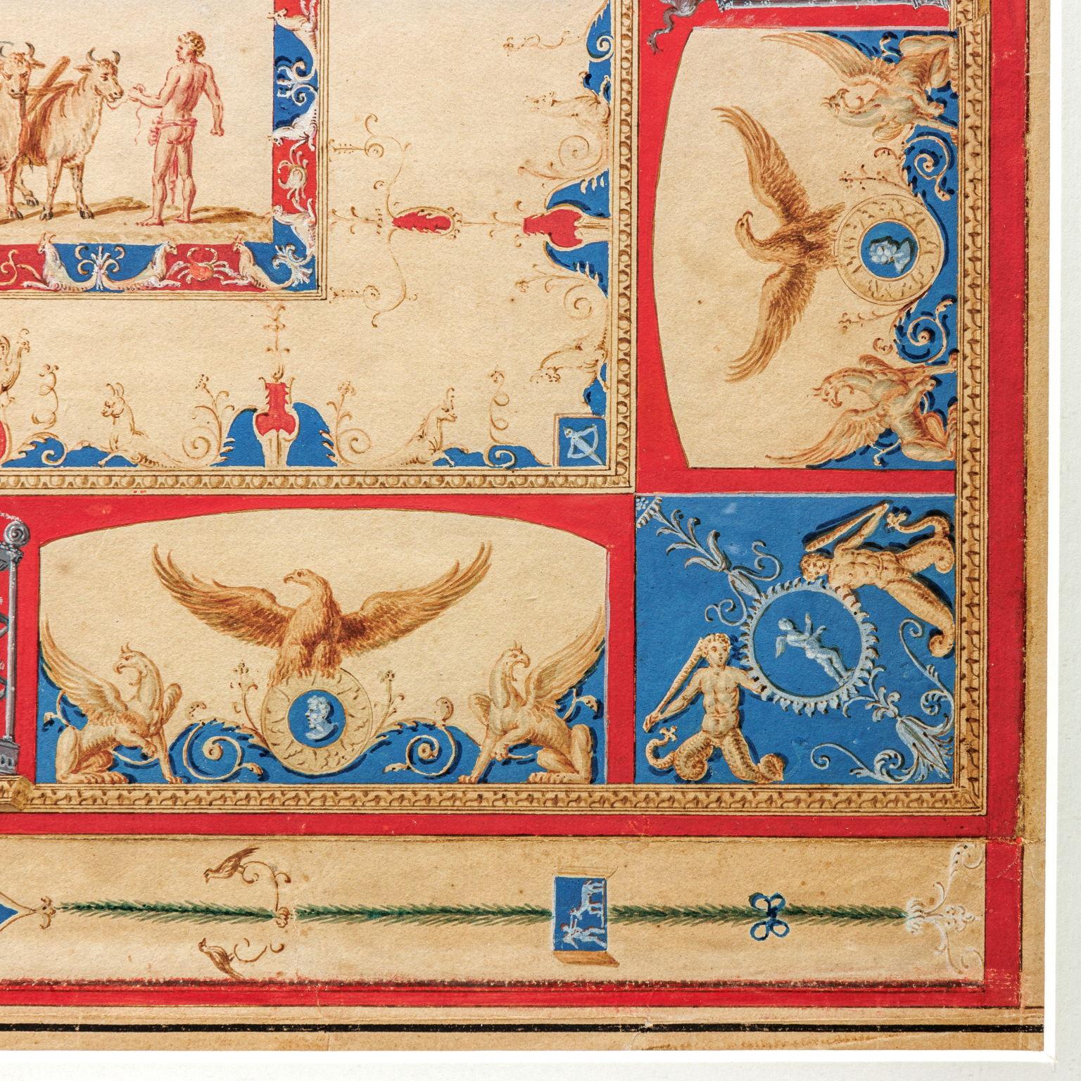 Zeichnung, Gewölbe des Adlersaals Domus Aurea Vincenzo Brenna im Angebot 2