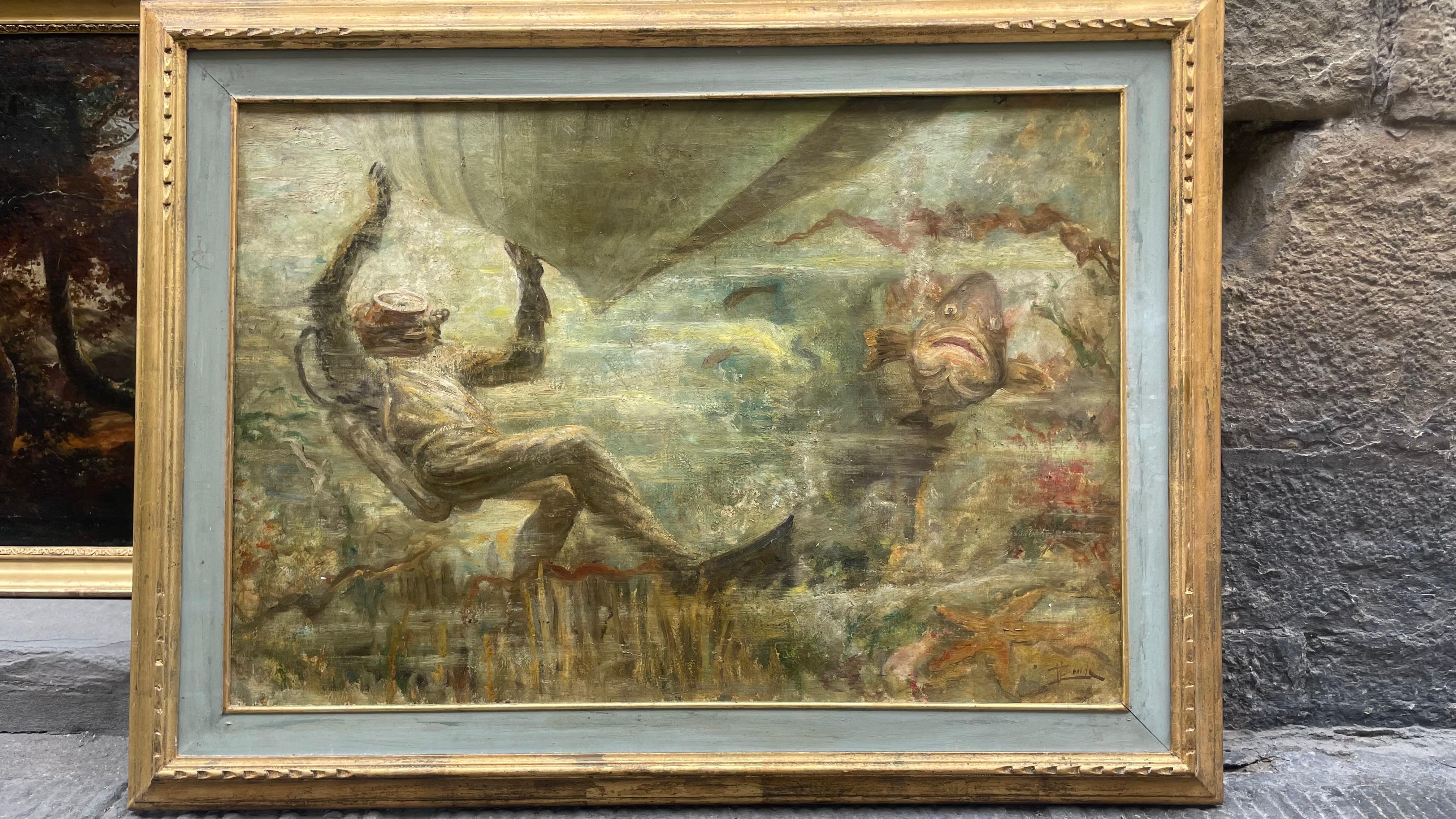 Diver with Grouper under a Boat – Mid-20th Century en vente 6