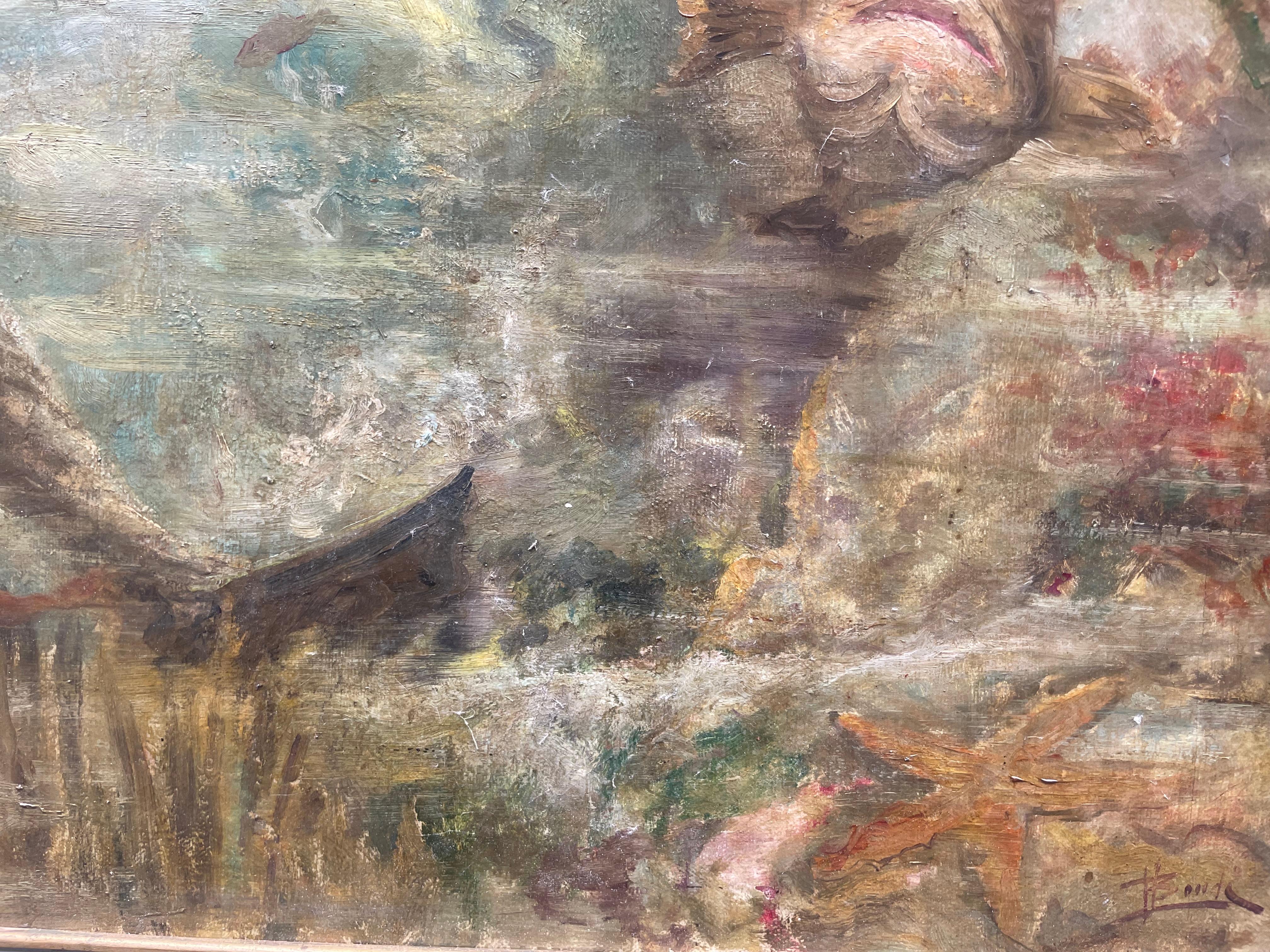 Diver with Grouper under a Boat – Mid-20th Century en vente 3