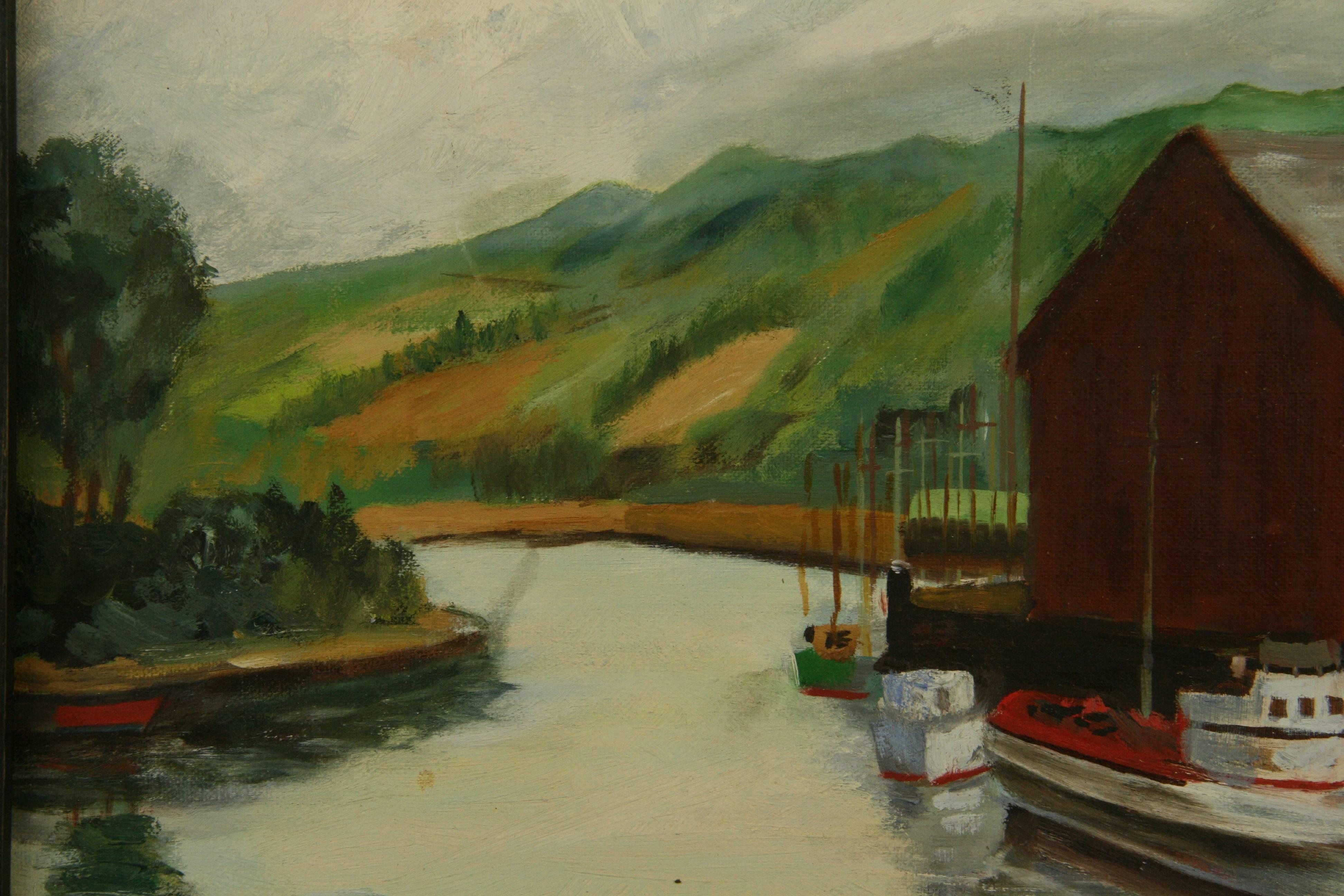 Dockside at The Cannery Seascape Landscape  Painting 1