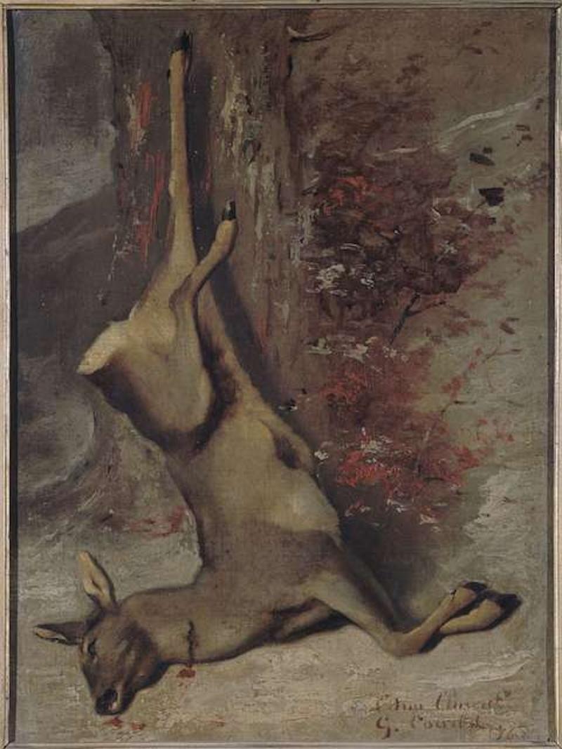 Doe Trophy - Brown Figurative Painting by Unknown