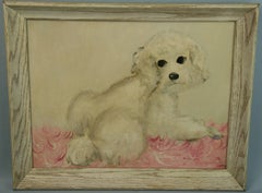 Dog Painting Bichon Frise  acrylic by Theresa Lee 1961