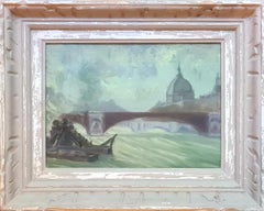 Domes de l'Hotel de Dieu and Pont Wilson, Lyon, Impressionist Oil