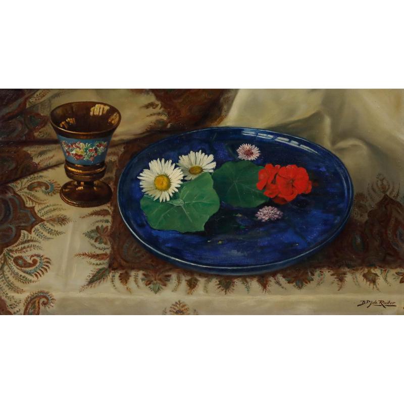 Dominicus de Ruiter (1872-1947) - Öl, Stillleben mit Blumen und einem Kelch – Painting von Unknown