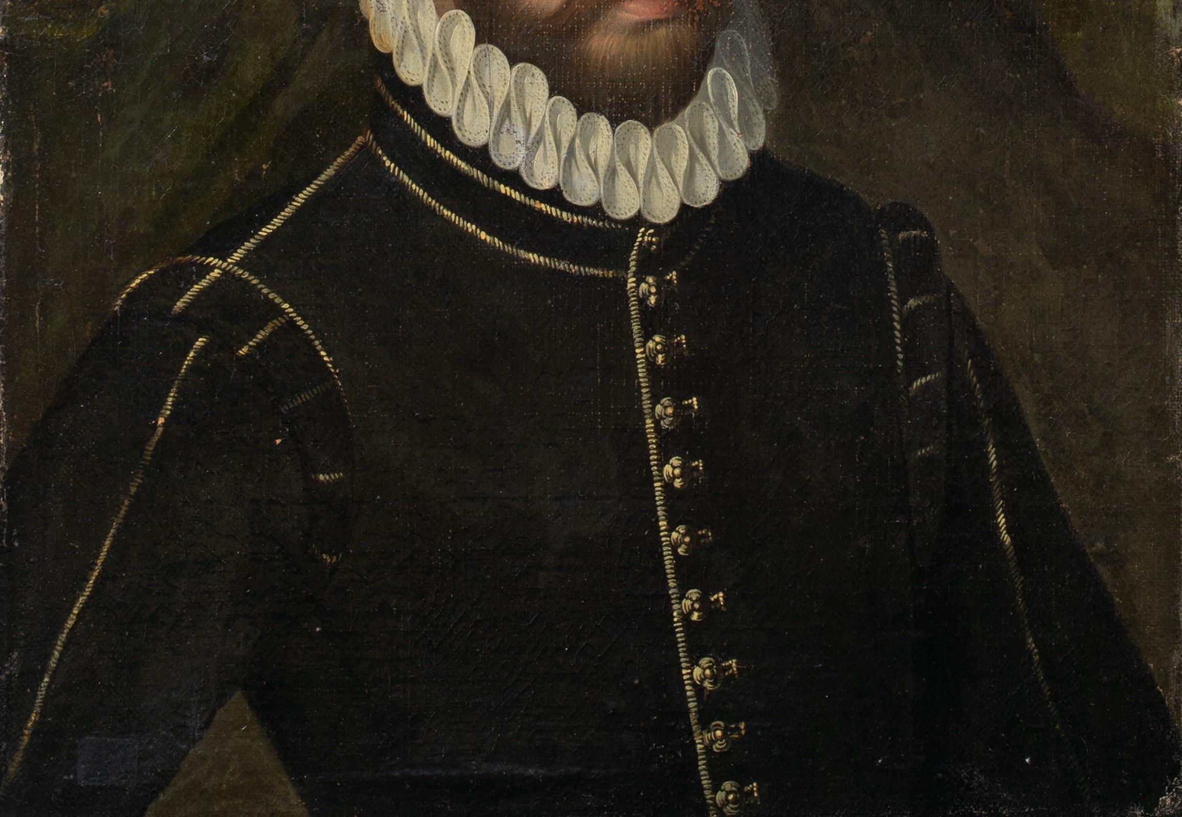 Don Lorenzo De Suarez, dated 1494 - Black Portrait Painting by Unknown