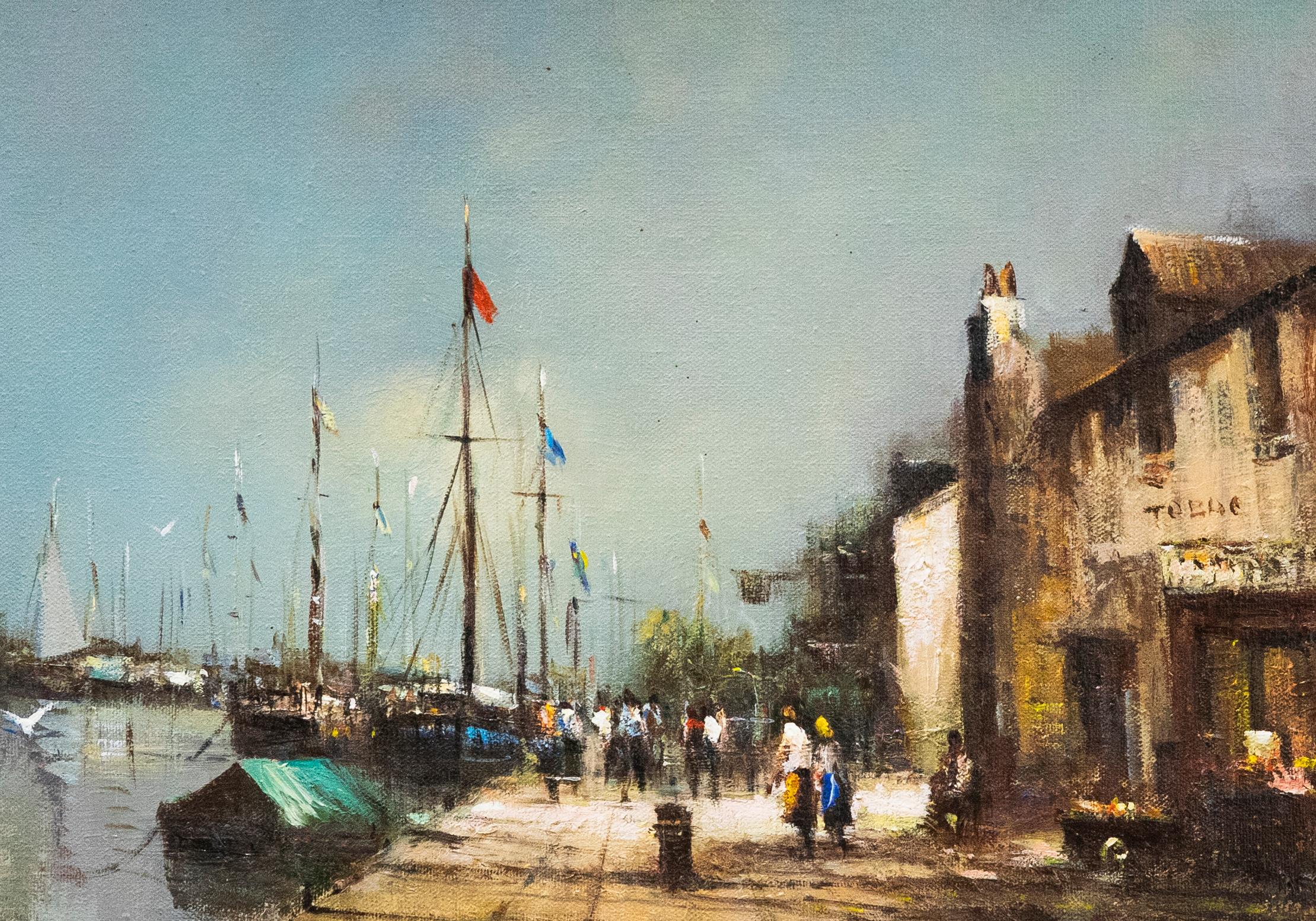 Donald & Smith - Huile contemporaine encadrée, Honfleur - Painting de Unknown