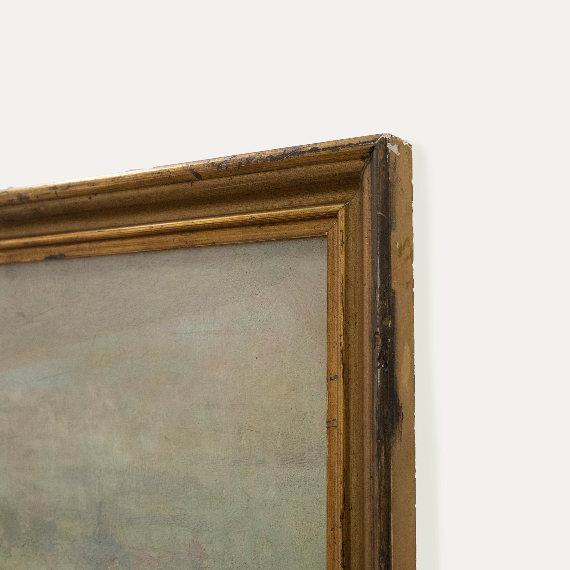 Donatello Stefanucci (1896-1987) - Olio della Scuola Italiana del 1933 incorniciato, Veduta di un castello 2