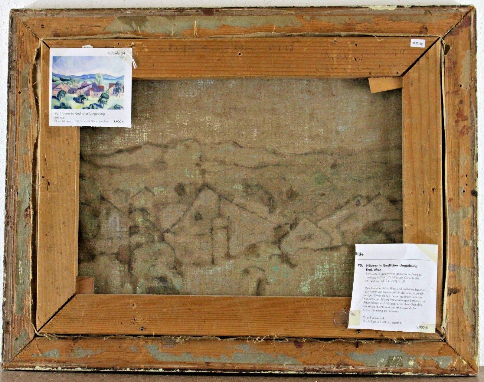 Size: about 37x50 cm canvas size

Technique: oil on canvas

Marking: signed and dated lower right, inscribed on the back

Other: no proof of an original by Max Erni