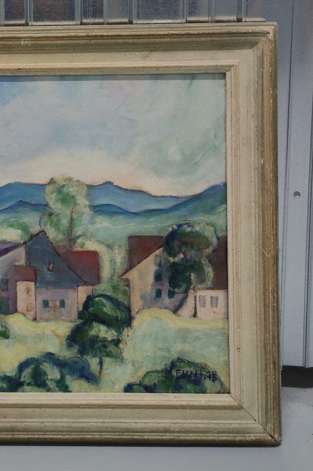 Village Hilly Landscape Signed M Erni Dated 18 4