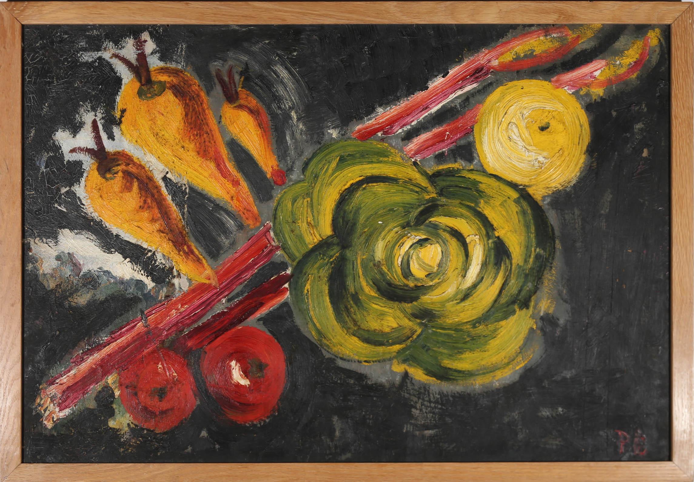 Unknown Still-Life Painting - Double Sided  Mid 20th Century Oil - Bumper Crop