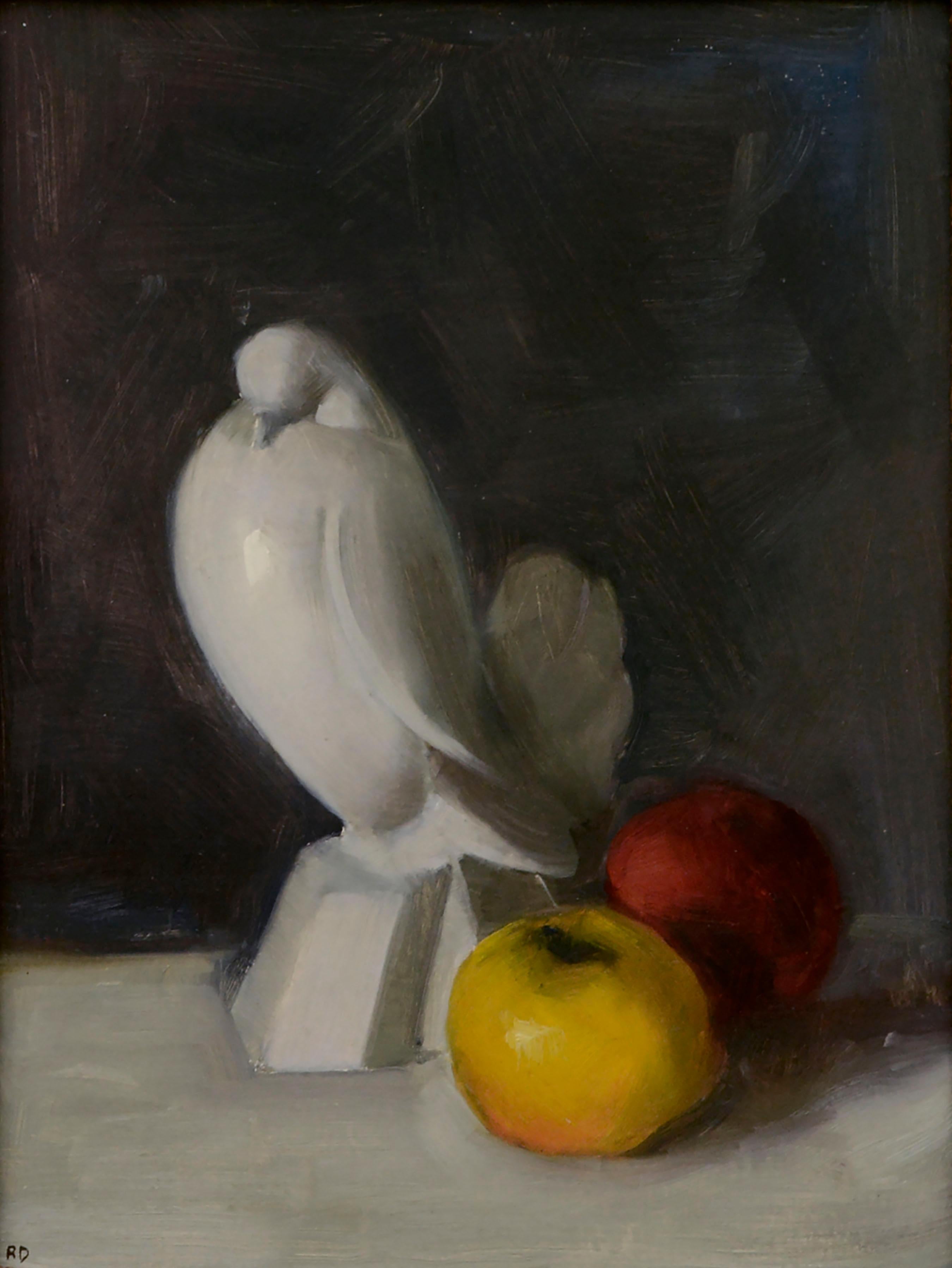 Dove & Apples Still-Life  - Painting by Unknown