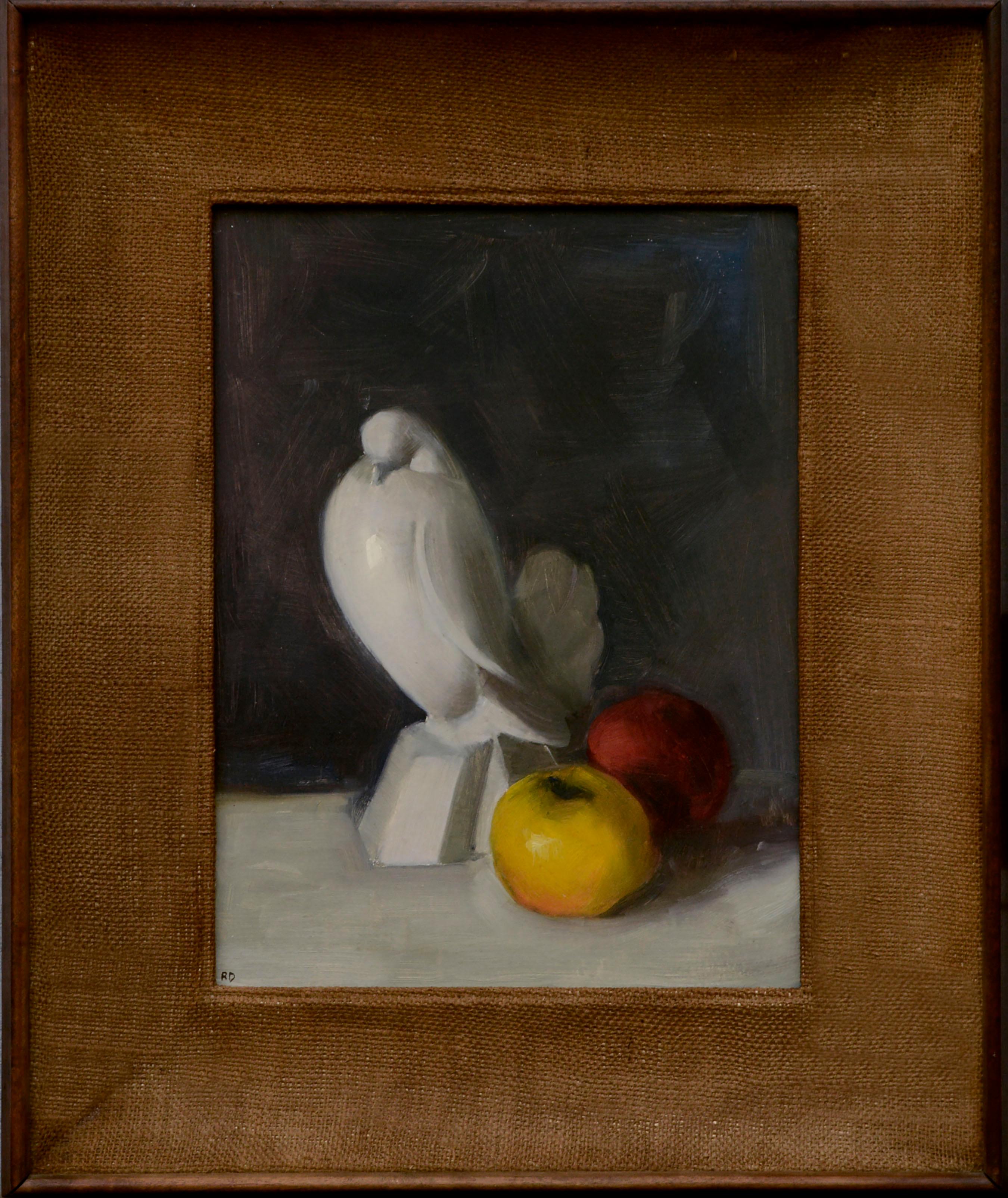 Unknown Still-Life Painting - Dove & Apples Still-Life 