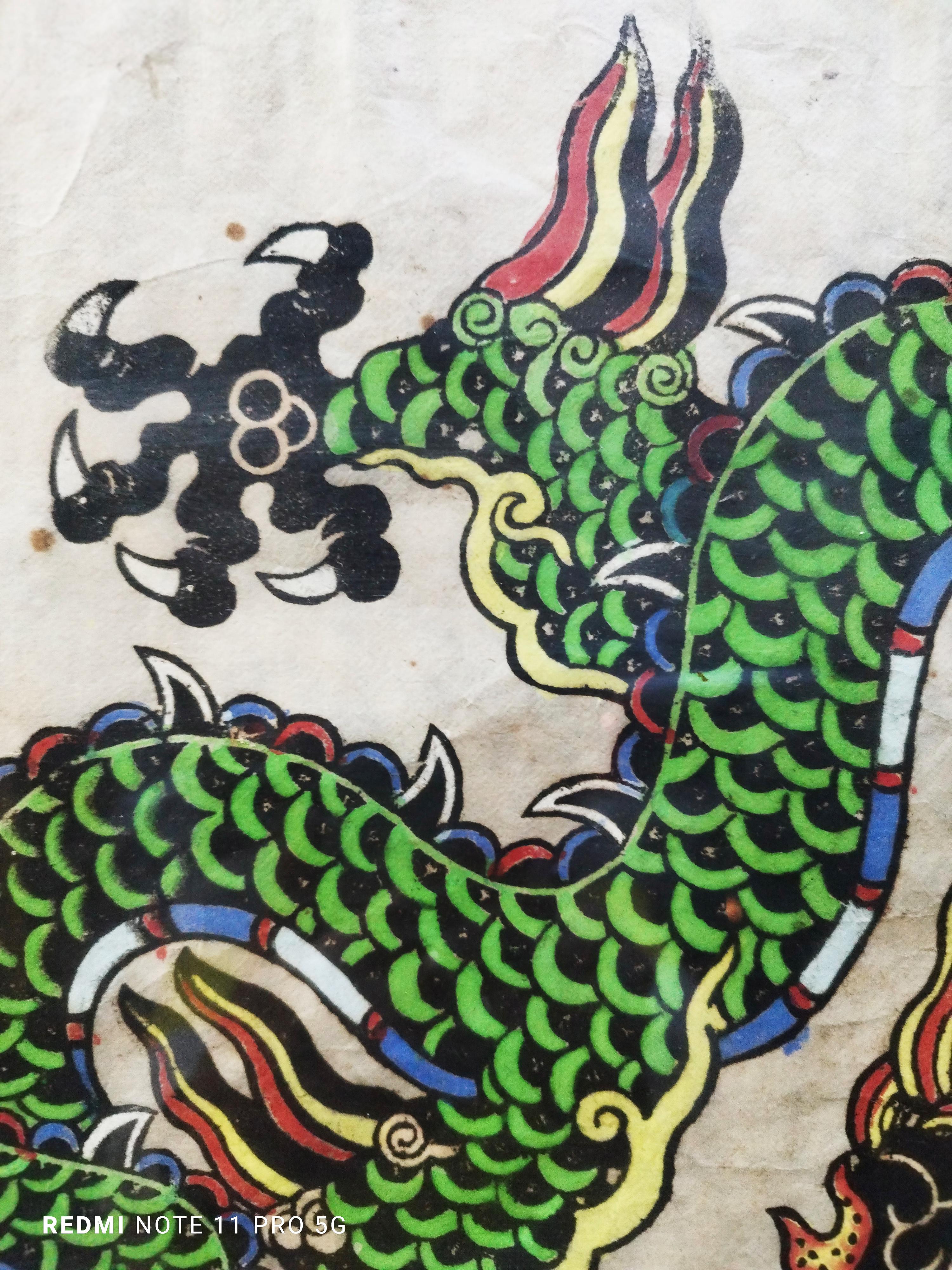 CHINESE DRAGON -  Painted on rice paper - Modern Painting by Unknown
