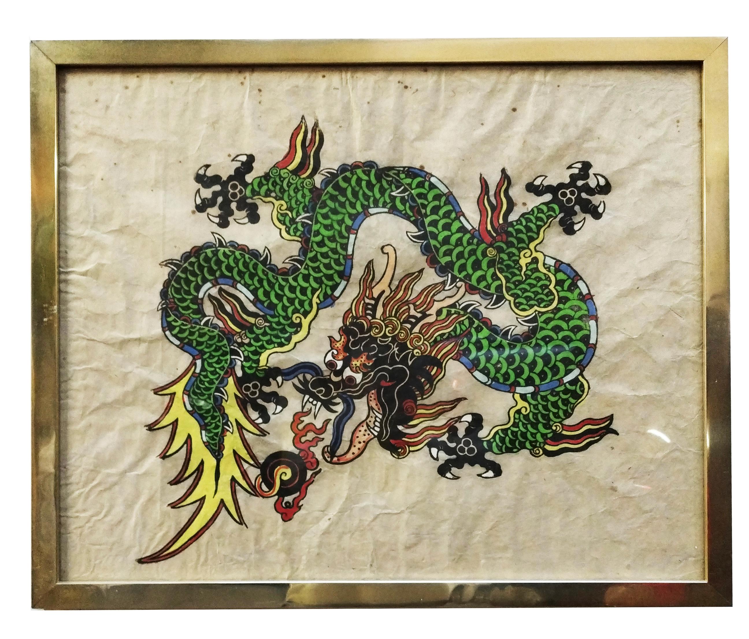 Unknown Animal Painting – CHINESISCHER DRACHE -  Gemalt auf Reispapier