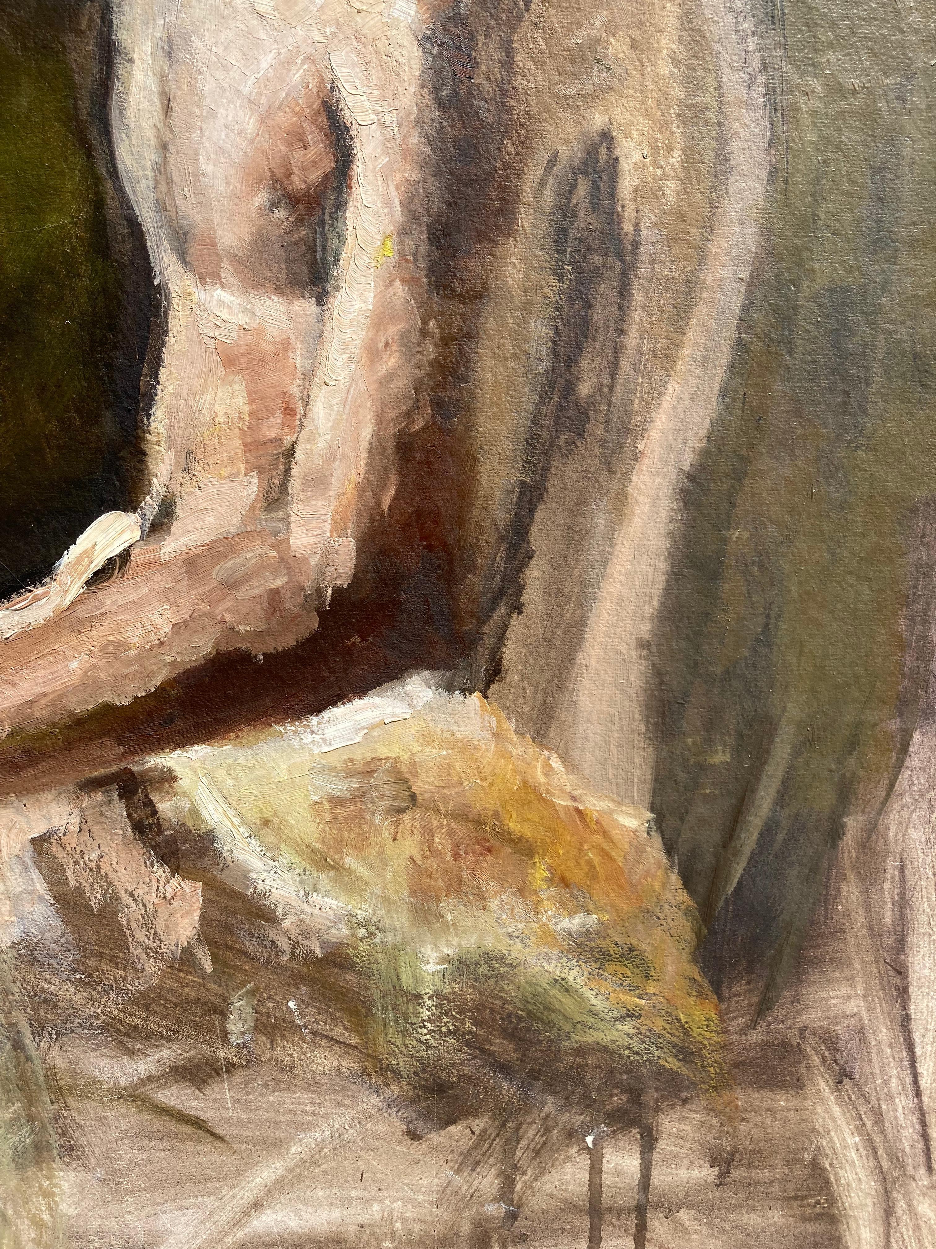 Dreamer (europäisches Porträtmalerei eines nackten Mannes aus der Jahrhundertmitte) (Romantik), Painting, von Unknown