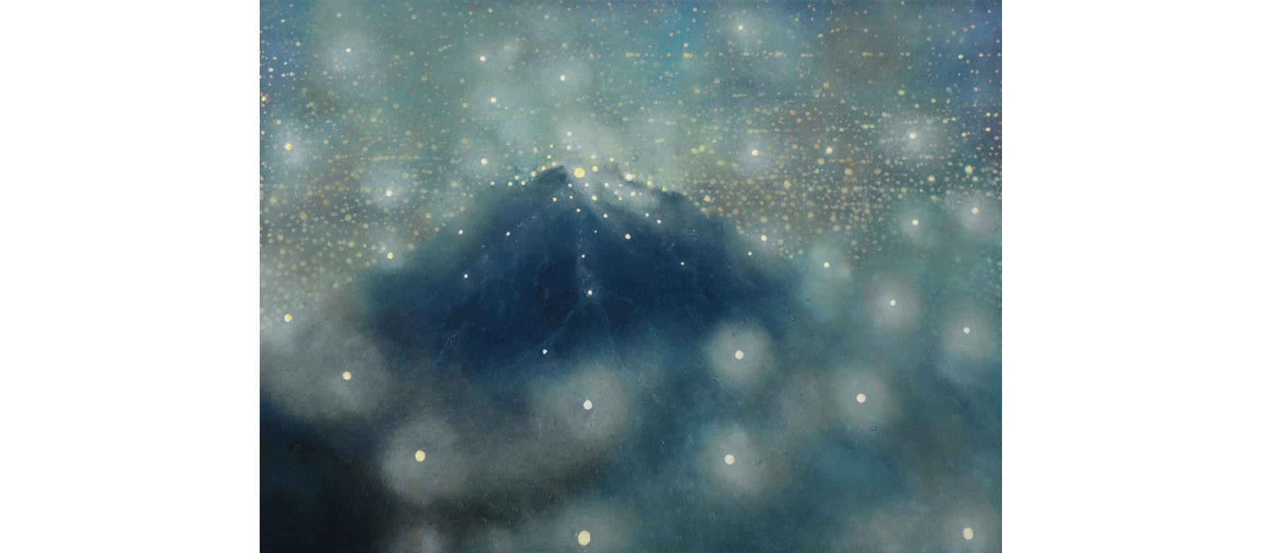Unknown Abstract Painting - Drones and Mountain, Oil on Canvas Painting by Dennis Ekstedt, 2024