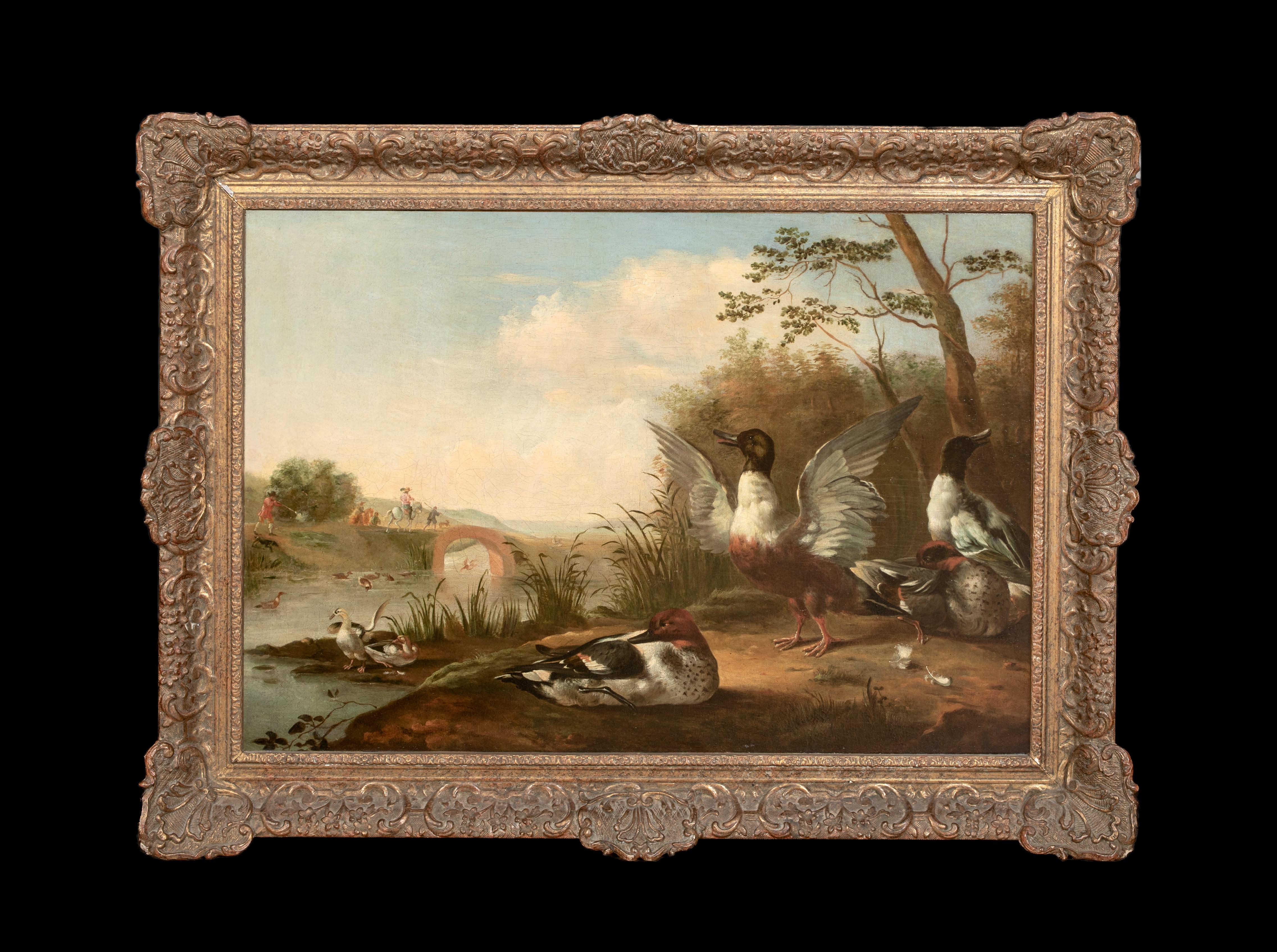Ducks On The Riverbank, 17e siècle MARMADUKE CRADOCK (1660-1717) - Painting de Unknown