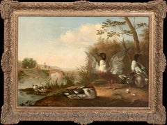 Antique Ducks On The Riverbank, 17th Century MARMADUKE CRADOCK (1660-1717)