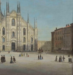 Duomo di Milano con i Pesanti - Pittura a olio - 18° secolo