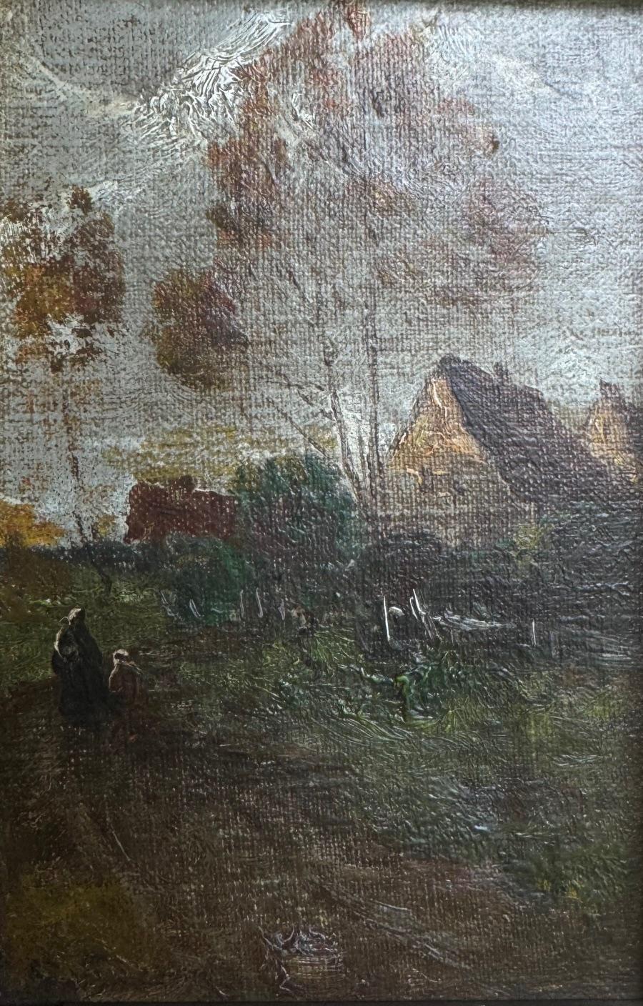 Unknown Landscape Painting - Dusk on a Country Road