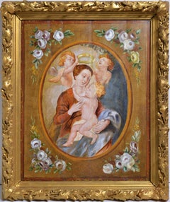 Dutch Baroque Madonna w Child and Flowers Old Master oil painting 