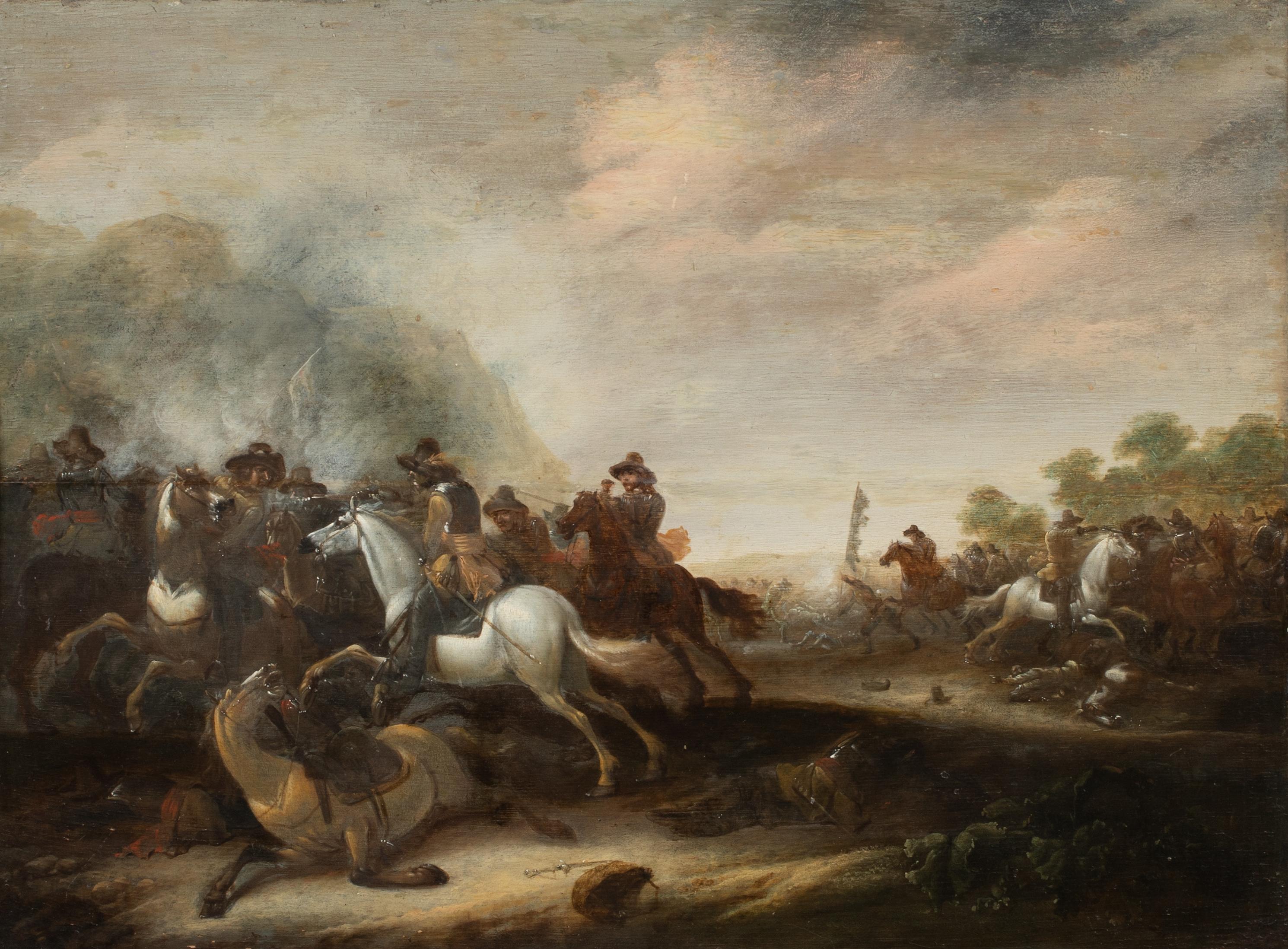 Dutch Cavalry Skirmish, 17th Century  - Painting by Unknown