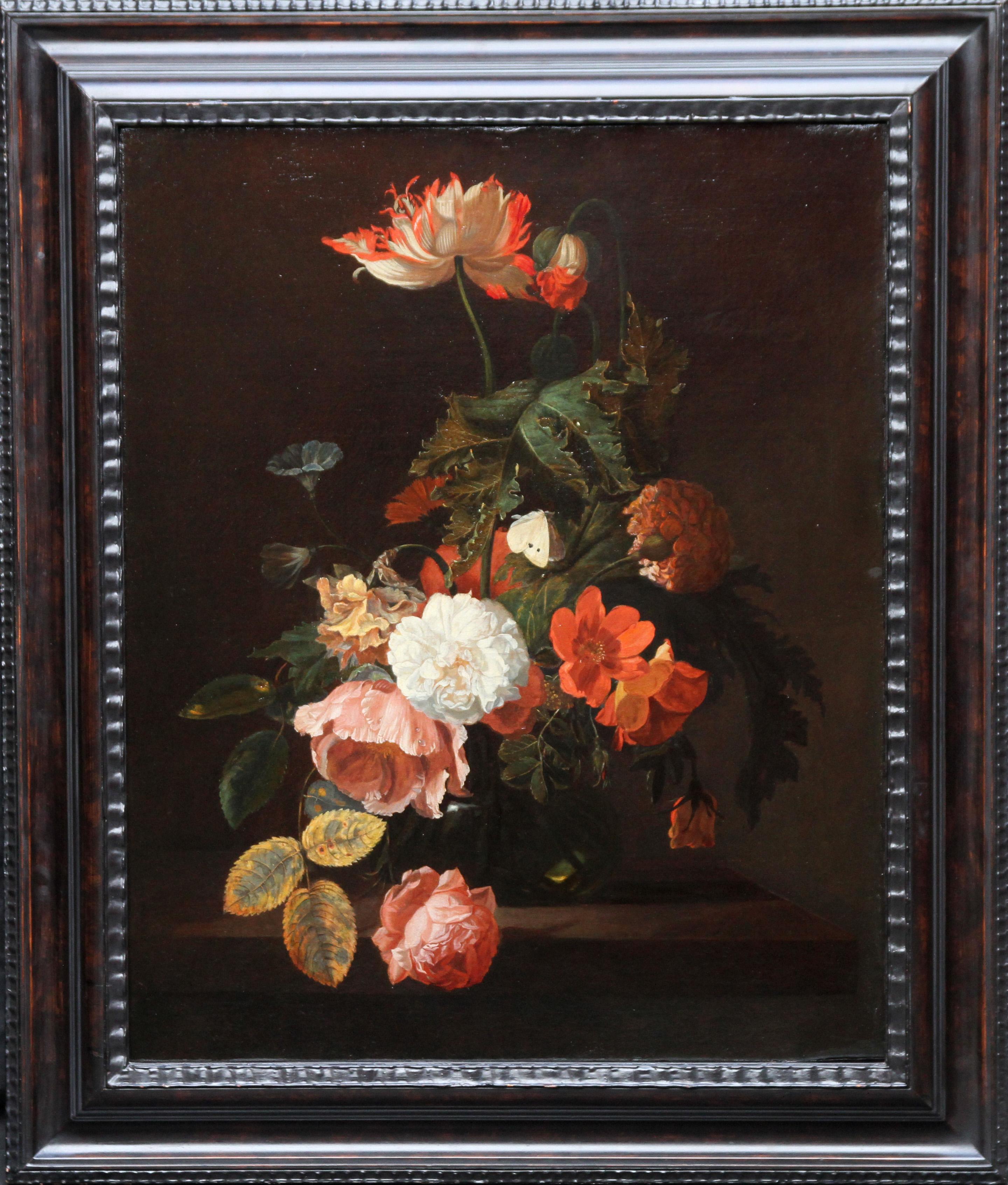 SOLD - French Framed Oil on Canvas 19th Century Dutch School Style Floral  Painting