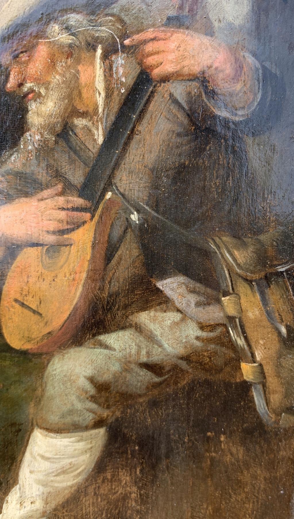 Antique Dutch painter - 18th century figure painting - Interior Tavern mandolin  4