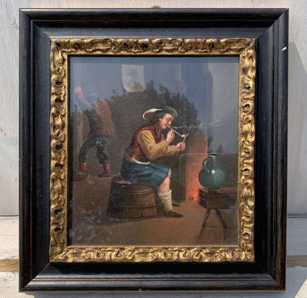 Peintre hollandais ancien - Paire de tableaux de figures du 19e siècle - Intérieur Taverne  en vente 3