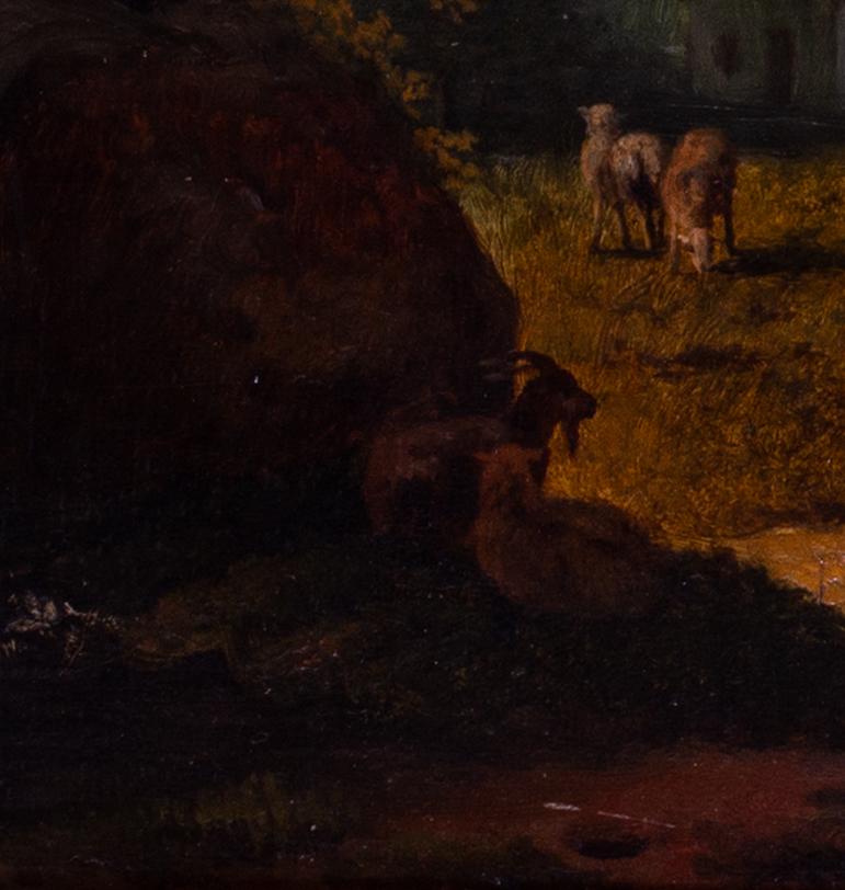 Dutch School 18th / 19th Century oil painting 'Tending to livestock' - Old Masters Painting by Unknown