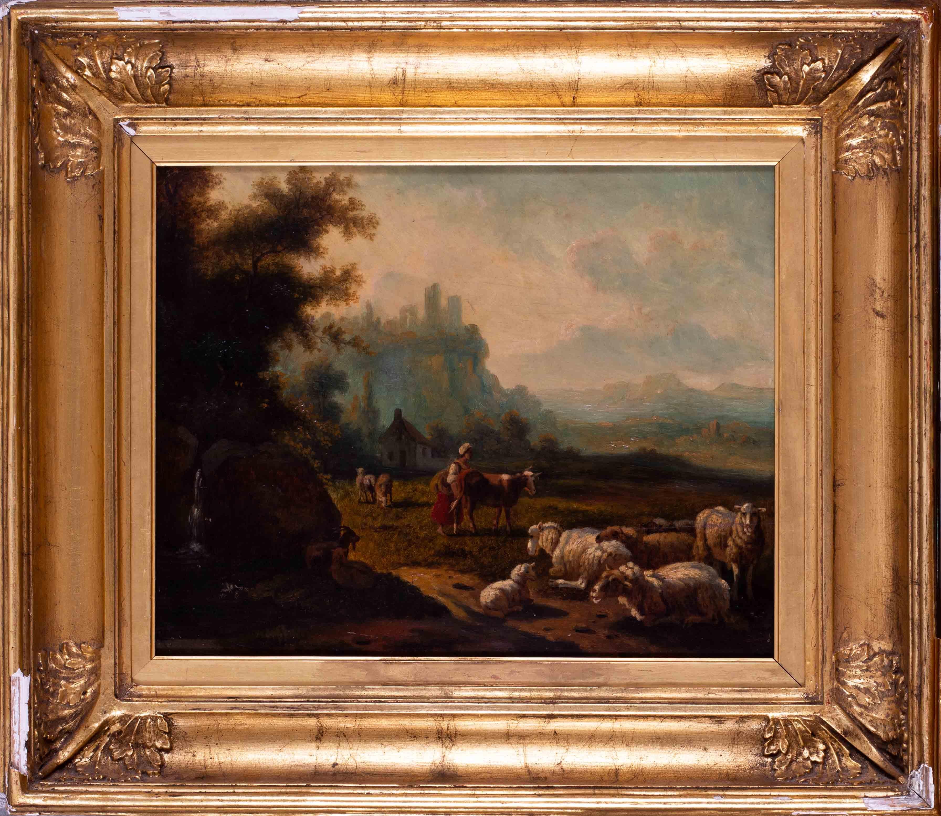 Dutch School 18th / 19th Century oil painting 'Tending to livestock'