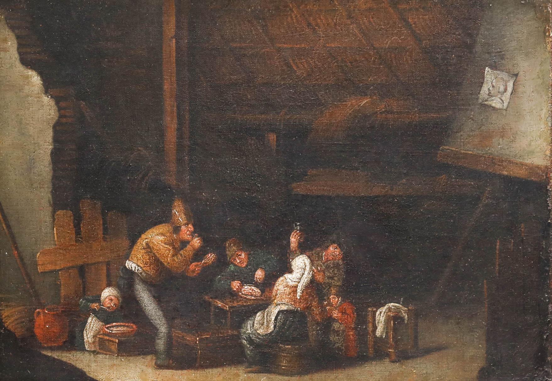 Huile de l'école néerlandaise du 18ème siècle - Une charcuterie à la Inn - Painting de Unknown