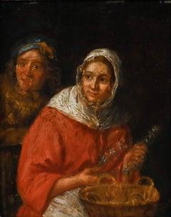 Dutch School 18th Century Oil - Girl in a Red Cape