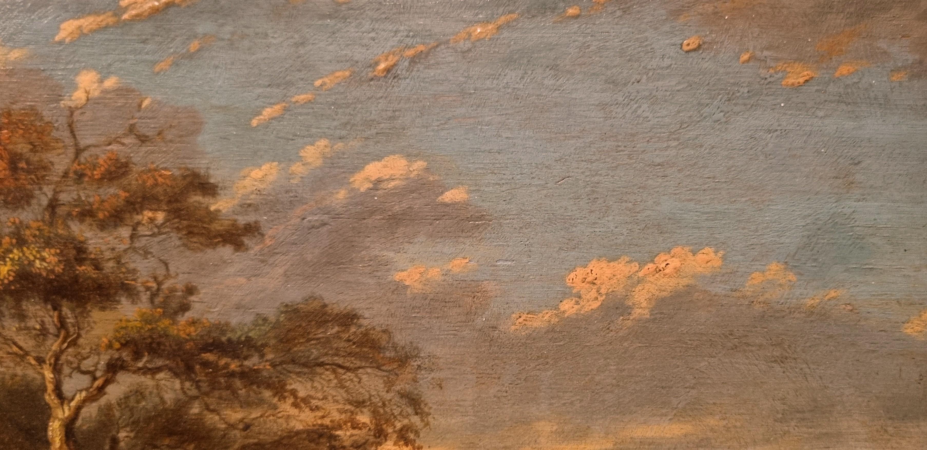 L'école hollandaise RUYSDAEL du 18ème siècle huile sur bois Monogramme de paysage rivière de taureau en vente 1