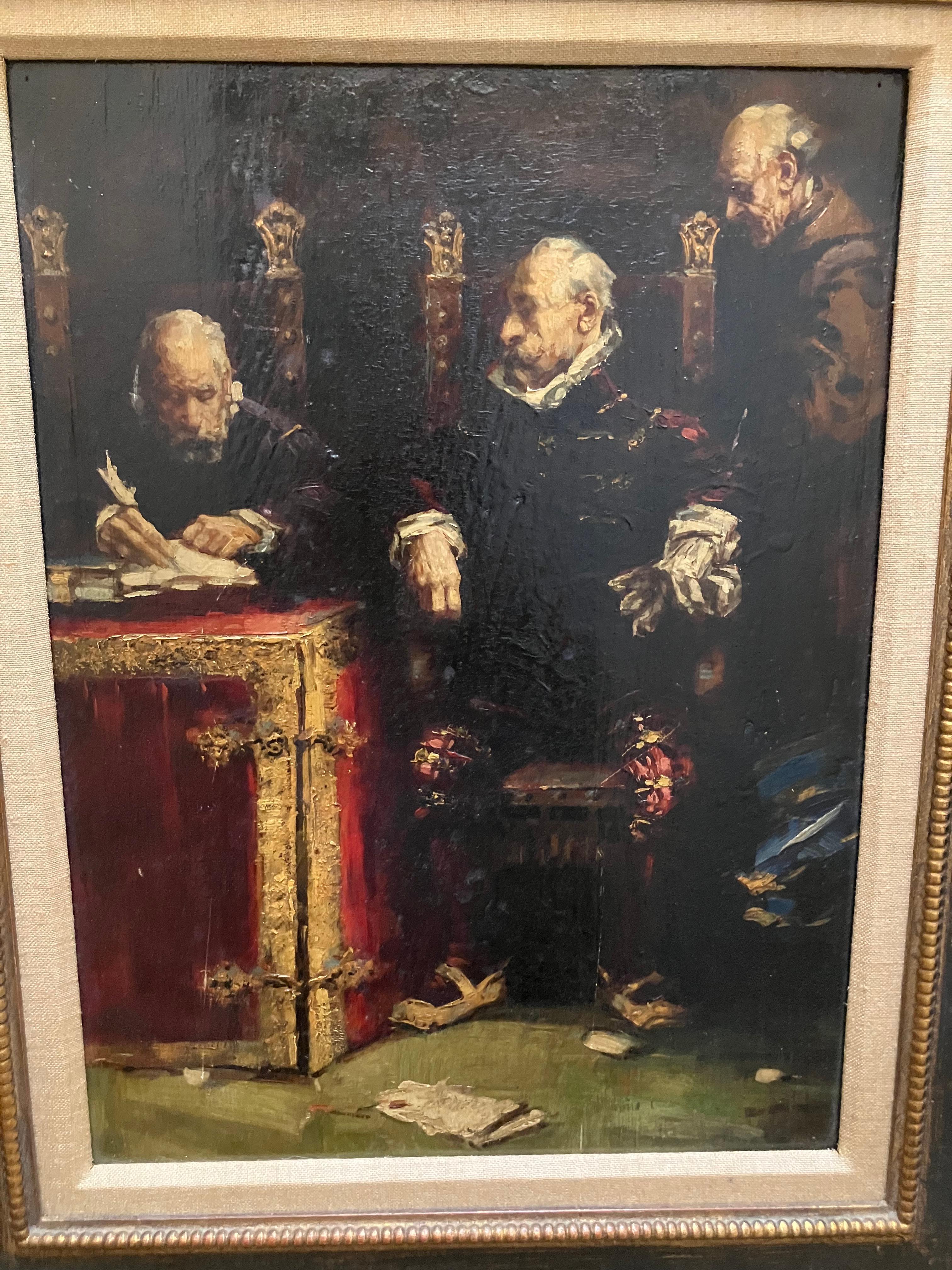 École hollandaise 18e ou 19e siècle The Scribe - Noir Figurative Painting par Unknown