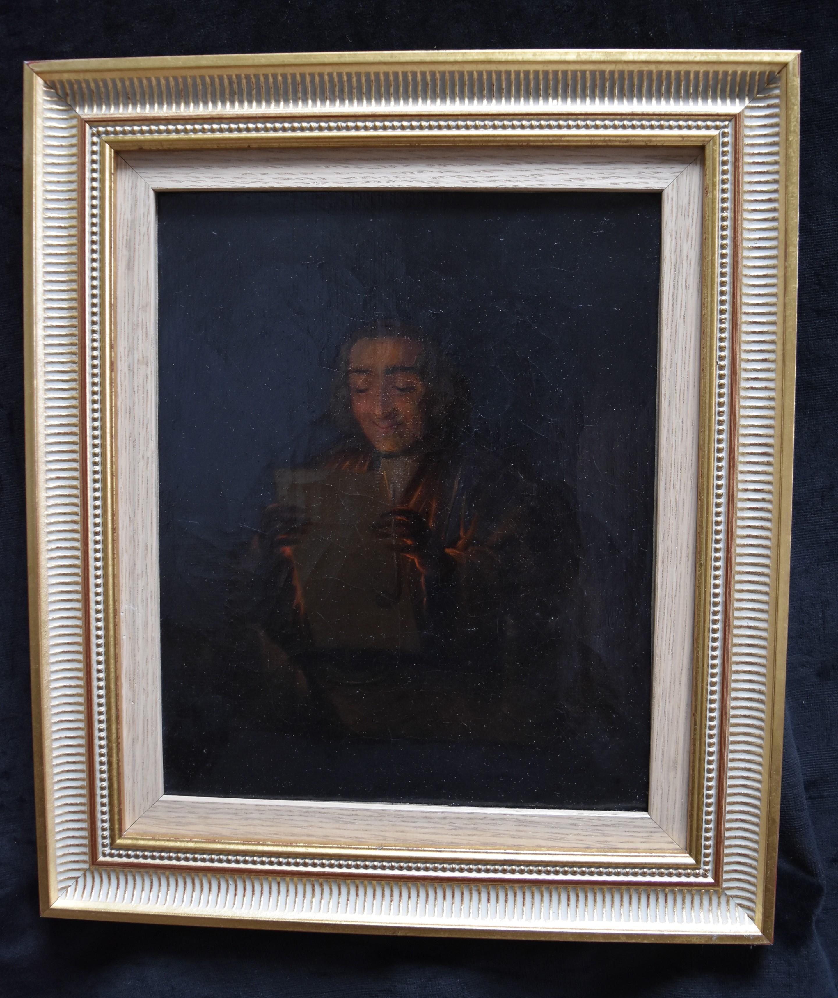 Niederländische Schule des 19. Jahrhunderts, „Ein Philosoph Lese“, Öl auf Leinwand – Painting von Unknown
