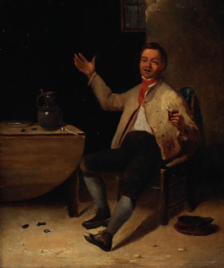 Huile de l'école néerlandaise du 19ème siècle - Un bouffon de taverne à la merry - Painting de Unknown