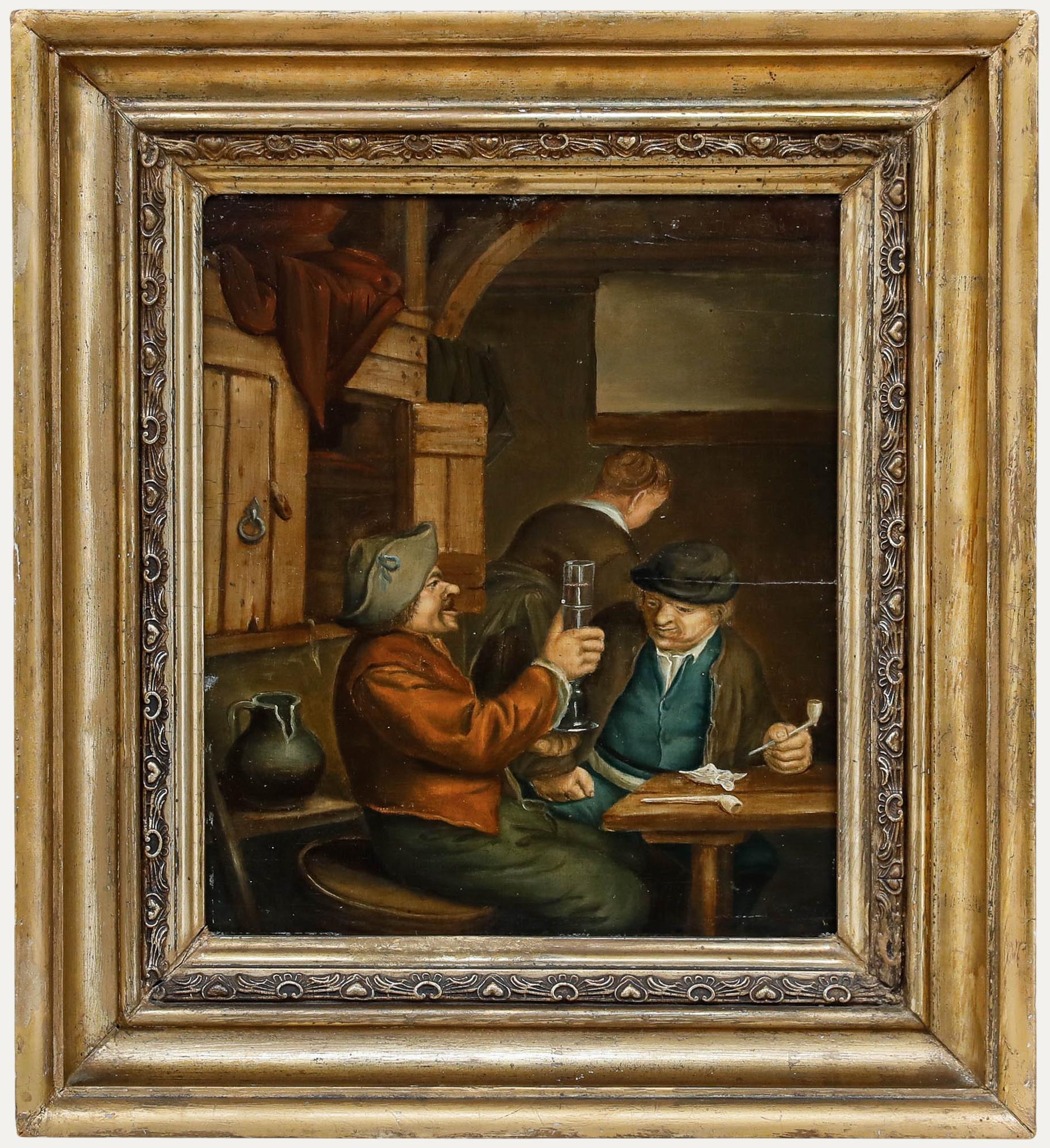 Huile de l'école hollandaise du 19e siècle - Verres empilés