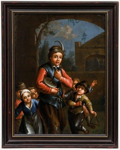 Dutch School 19th Century Oil - Street Musicians