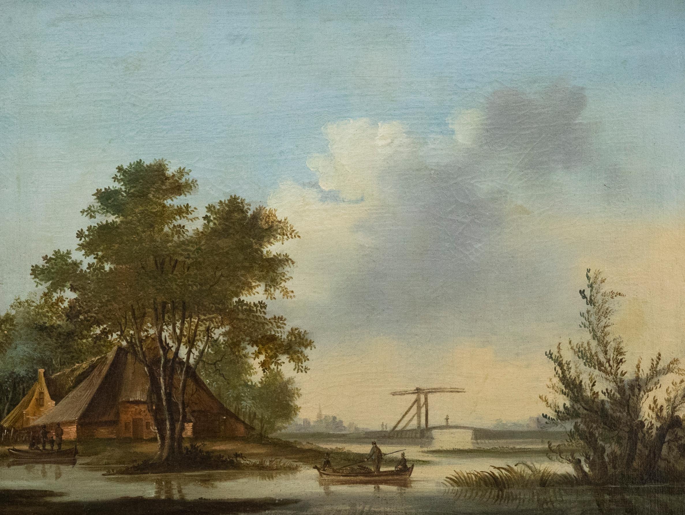 Dutch School 20th Century Oil - On the River - Painting by Unknown
