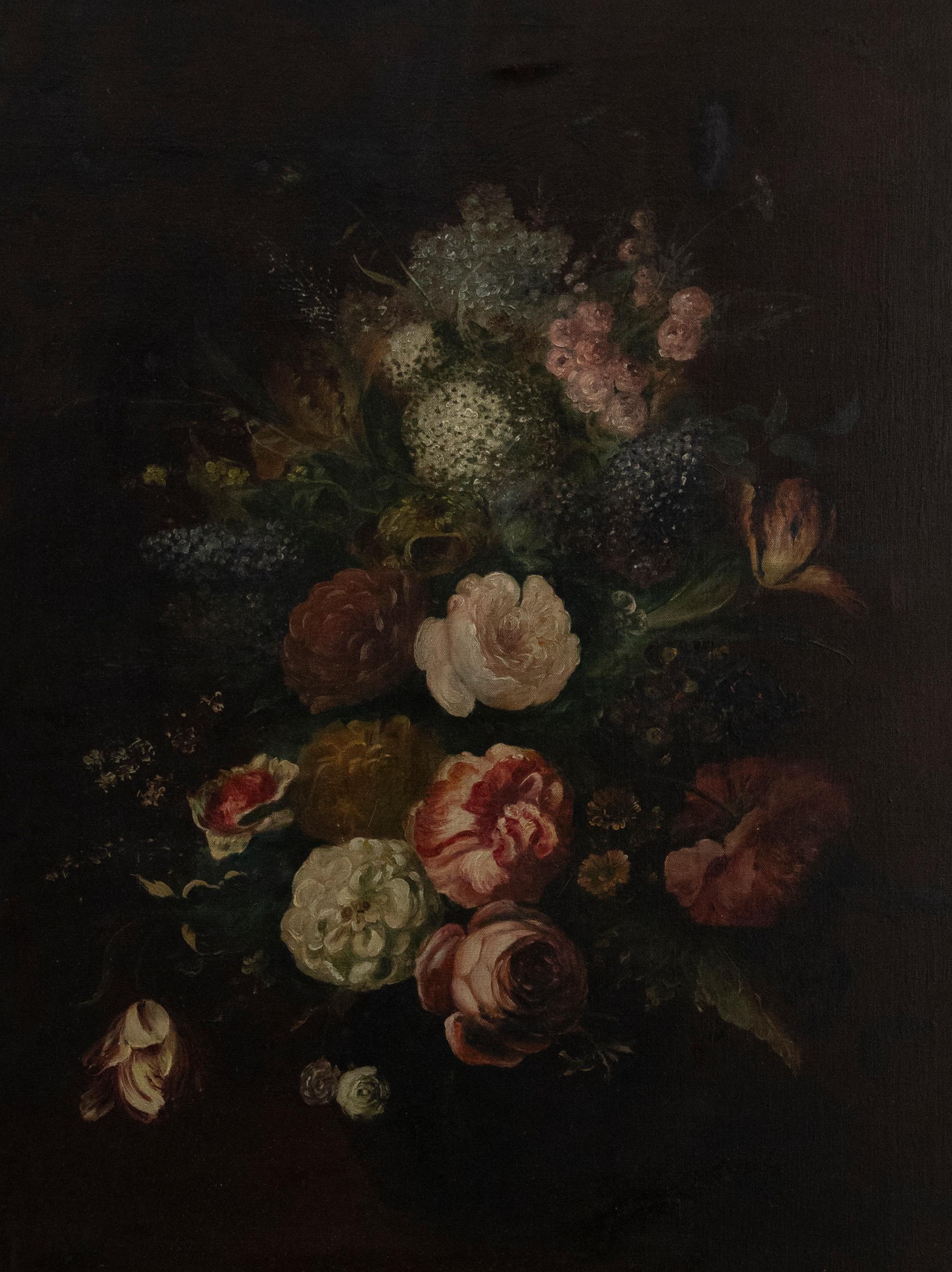 Olio di scuola olandese del XX secolo - Natura morta di fiori - Painting di Unknown