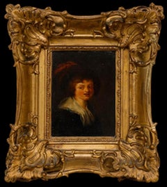 Dutch School Early 19th Century Oil - Boy in a Feathered Hat