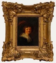 Dutch School Early 19th Century Oil - Boy in a Feathered Hat