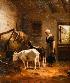 Dutch School Early 20th Century Oil - Feeding Time