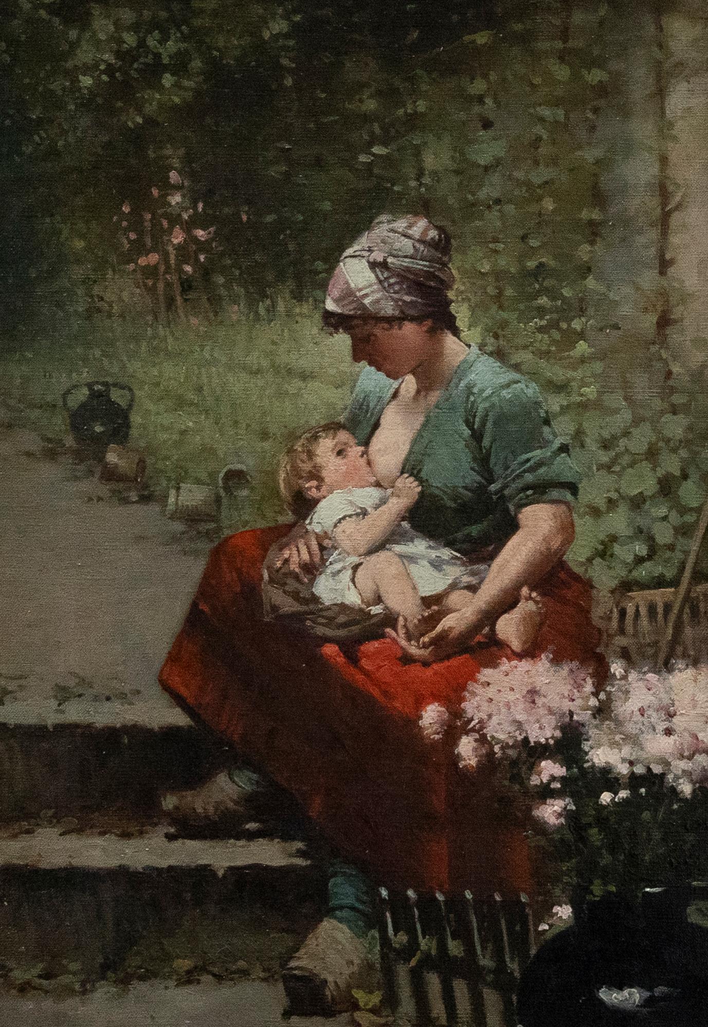 Dutch School Early 20th Century Oil - Mother and Child - Painting by Unknown