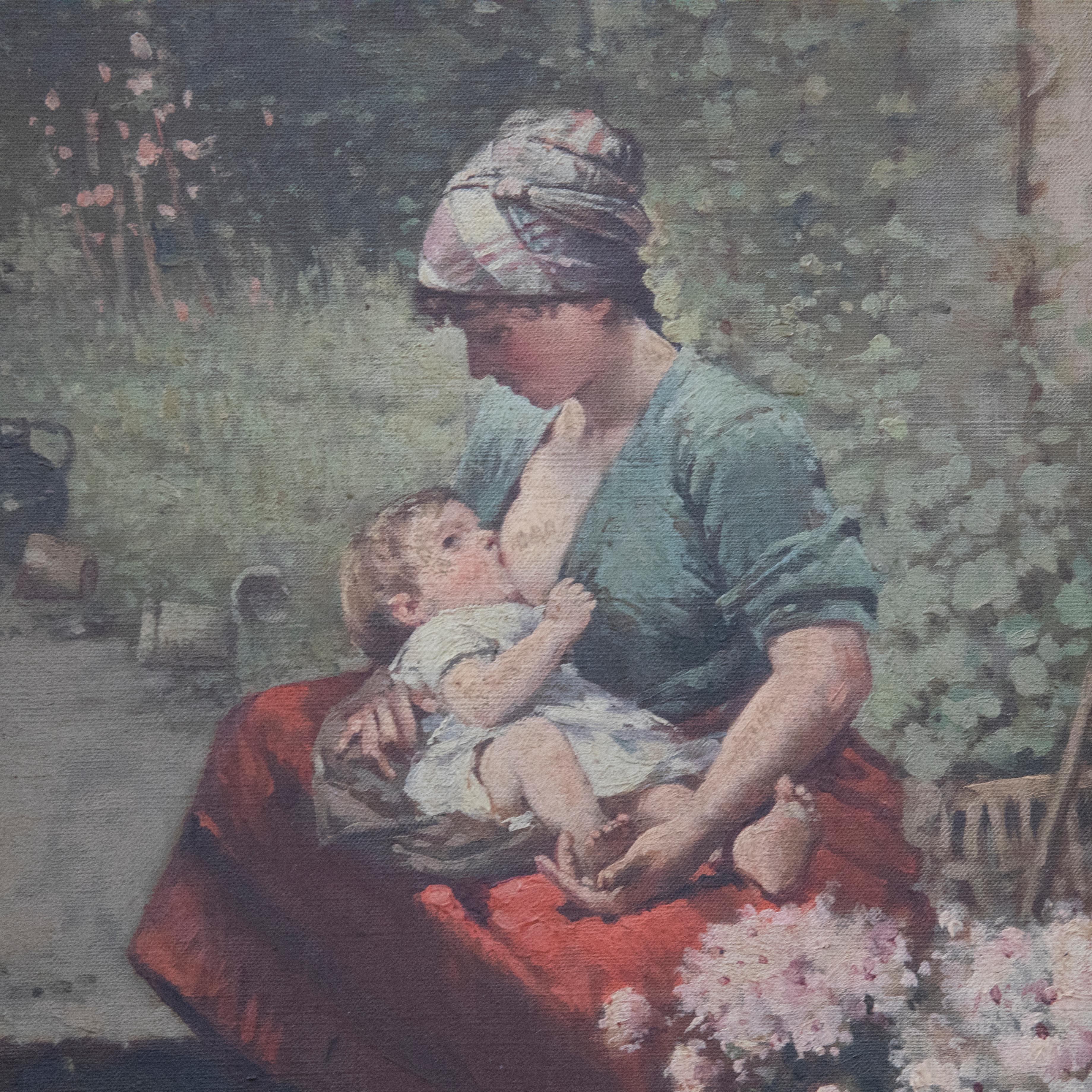 Dutch School Early 20th Century Oil - Mother and Child 1